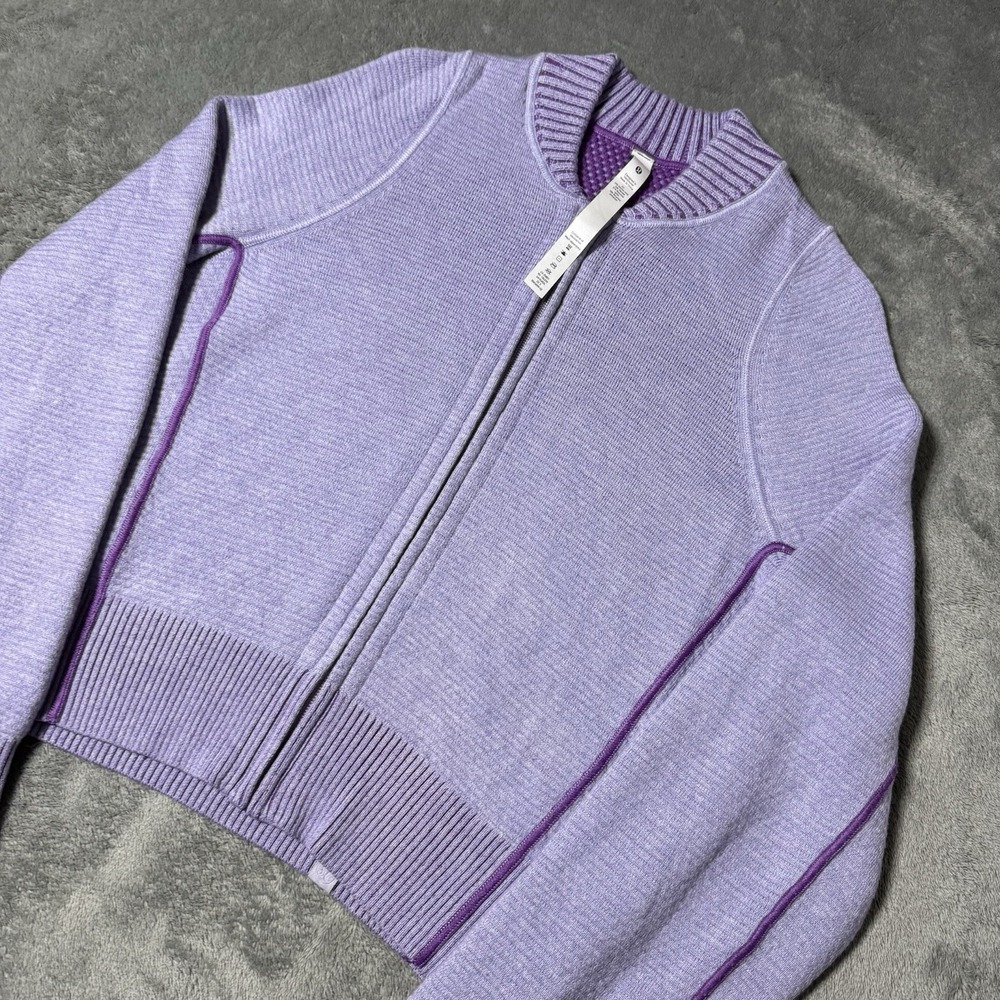 Lululemon Reversible Double-Knit Zip-Up Sweater Cardigan Lavender/Magenta Sz‎ 2